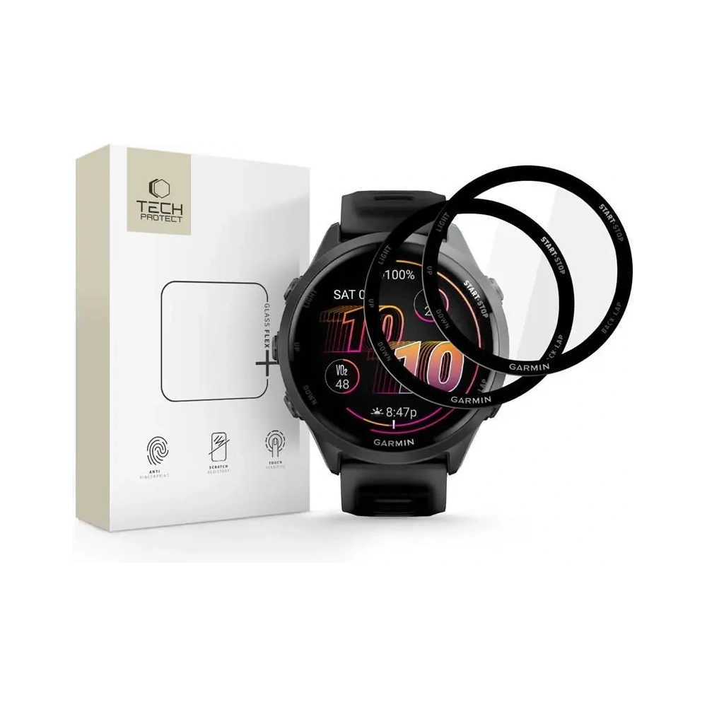 Szkło hybrydowe Tech-Protect Glass Flex+ Garmin Forerunner 970 / 570 47mm Black [2 PACK]