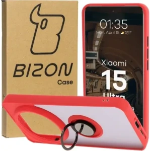Kup Husa Bizon Case Hybrid Ring Xiaomi 15 Ultra fumurie cu un cadru roșu - BIZ9465 - {ean13} - Sklep Home Screen