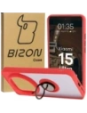 Husa Bizon Case Hybrid Ring Xiaomi 15 Ultra fumurie cu un cadru roșu