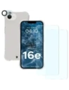 Bizon Case Clear Pack Hülle + 2x gehärtetes Glas + Linsenschutz für Apple iPhone 16e