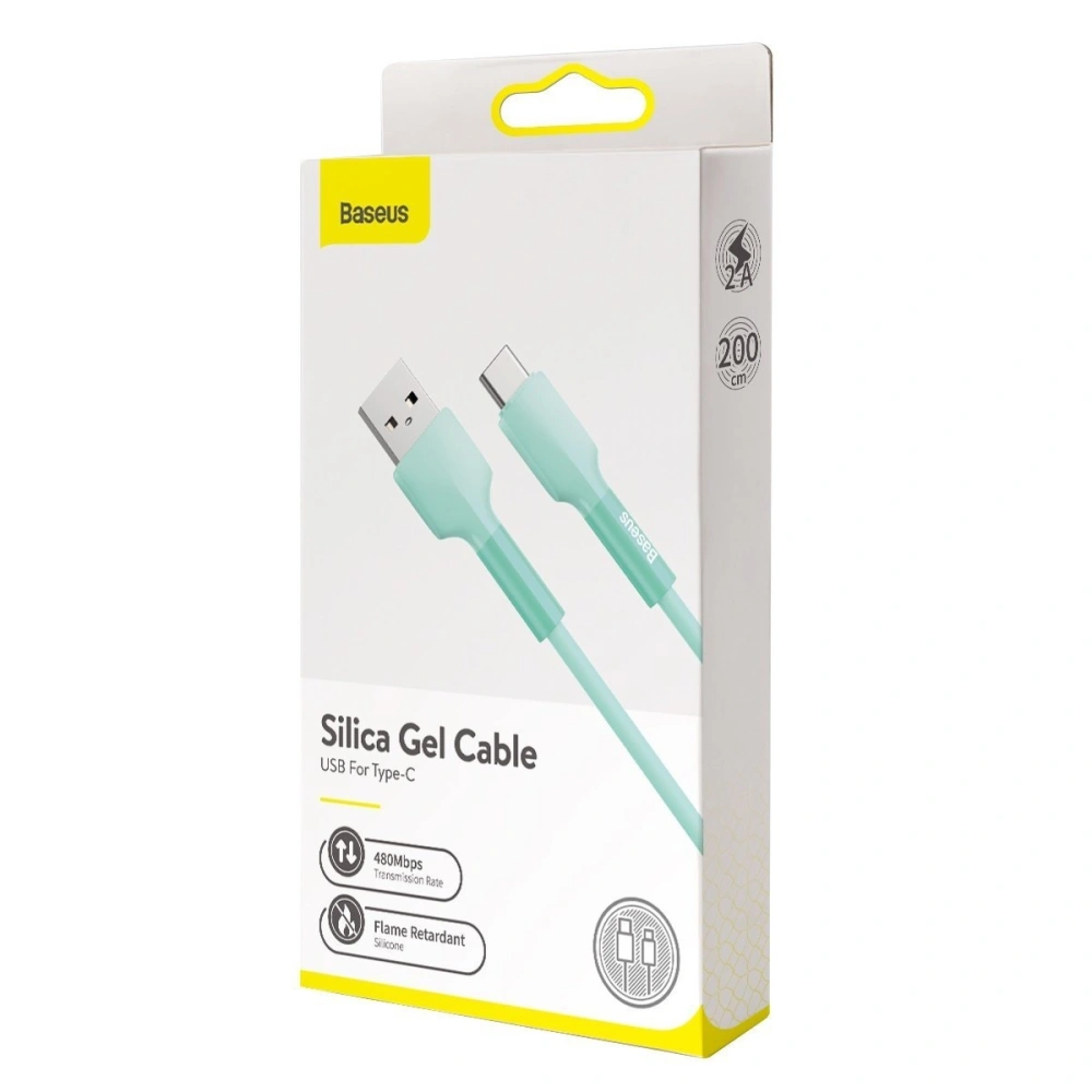 Kabel USB-C Baseus Silica Gel, 2A, 2m (zielony)