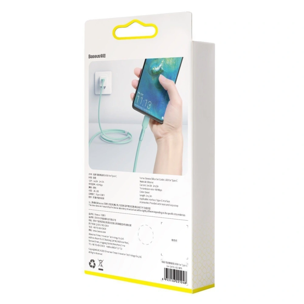 Kabel USB-C Baseus Silica Gel, 2A, 2m (zielony)