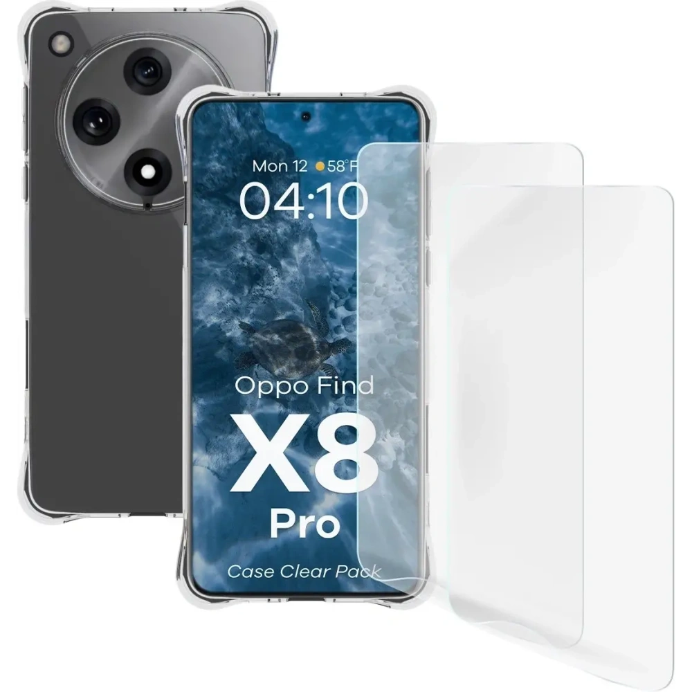 Etui + 2x folia na ekran Bizon Case Clear Pack do Oppo Find X8 Pro