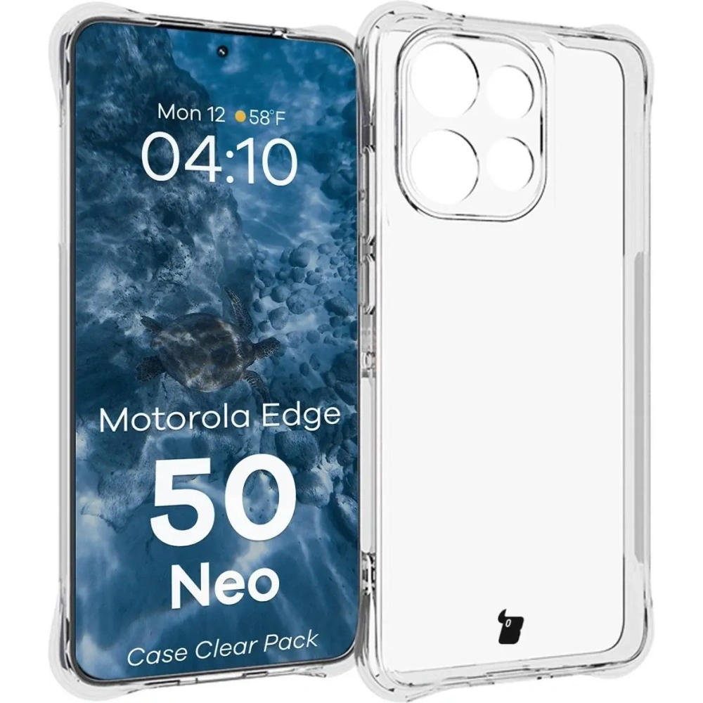 Etui + 2x folia na ekran Bizon Case Clear Pack do Motorola Edge 50 Neo
