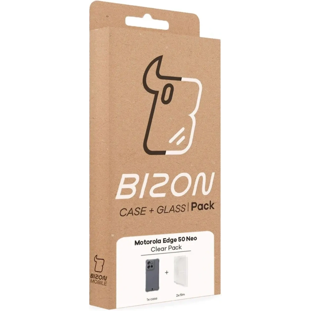 Etui + 2x folia na ekran Bizon Case Clear Pack do Motorola Edge 50 Neo