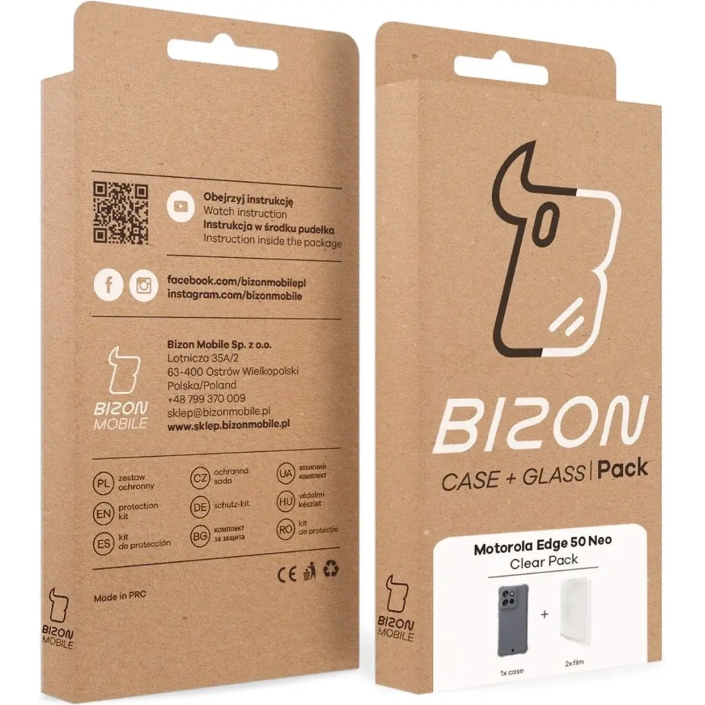 Etui + 2x folia na ekran Bizon Case Clear Pack do Motorola Edge 50 Neo