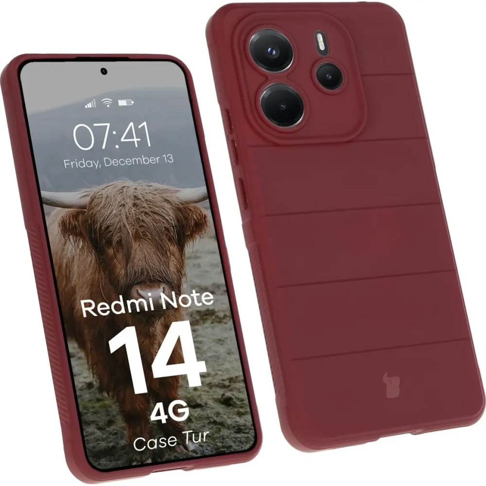 Pancerne etui Bizon Case Tur do Xiaomi Redmi Note 14 4G burgundowe
