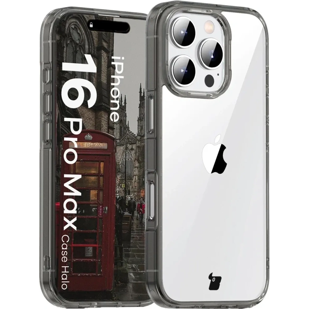 Etui Bizon Case Halo do Apple iPhone 16 Pro Max przydymione-czarne