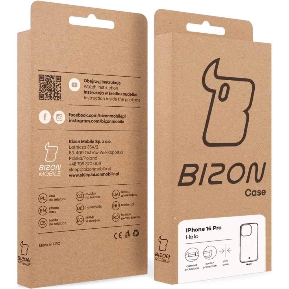 Etui Bizon Case Halo do Apple iPhone 16 Pro przydymione-czarne