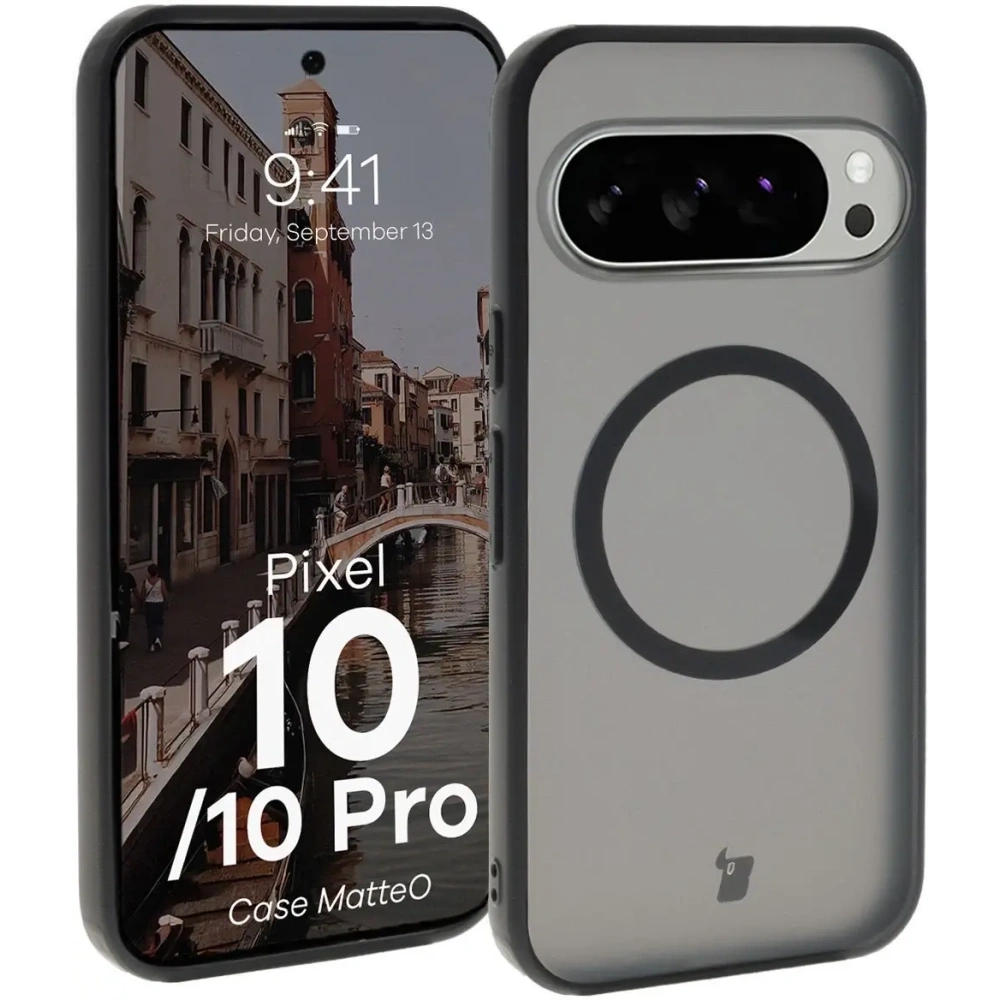 Etui z pierścieniem magnetycznym Bizon Case MatteO do Pixel 10 / 10 Pro przydymione-czarne