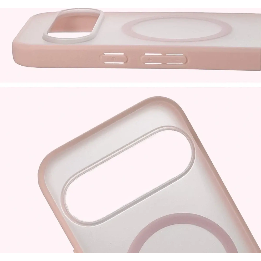 Etui z pierścieniem magnetycznym Bizon Case MatteO do Pixel 10 / 10 Pro przydymione-różowe