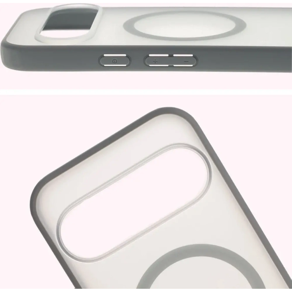 Etui z pierścieniem magnetycznym Bizon Case MatteO do Pixel 10 / 10 Pro przydymione-szare