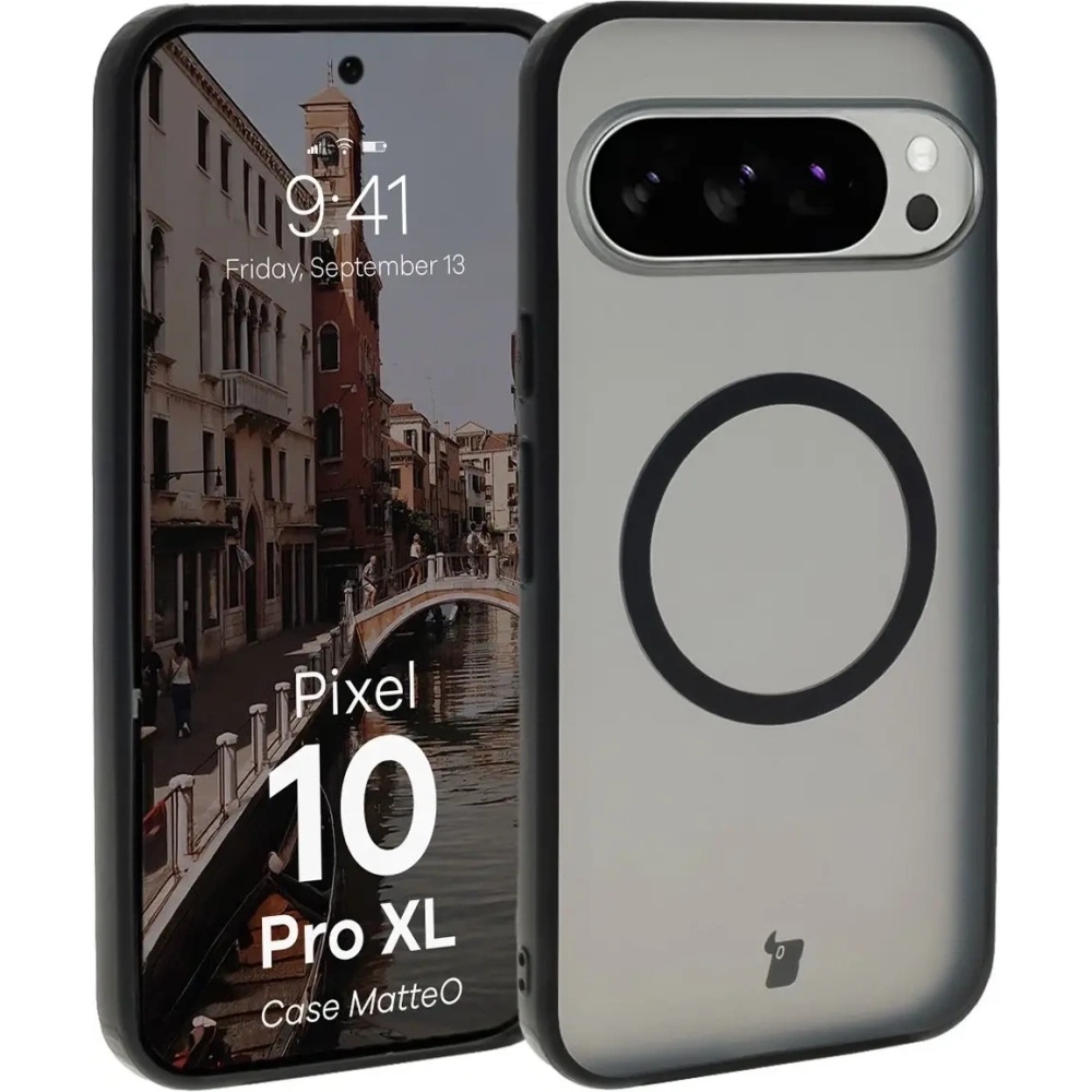 Etui z pierścieniem magnetycznym Bizon Case MatteO do Pixel 10 Pro XL przydymione-czarne