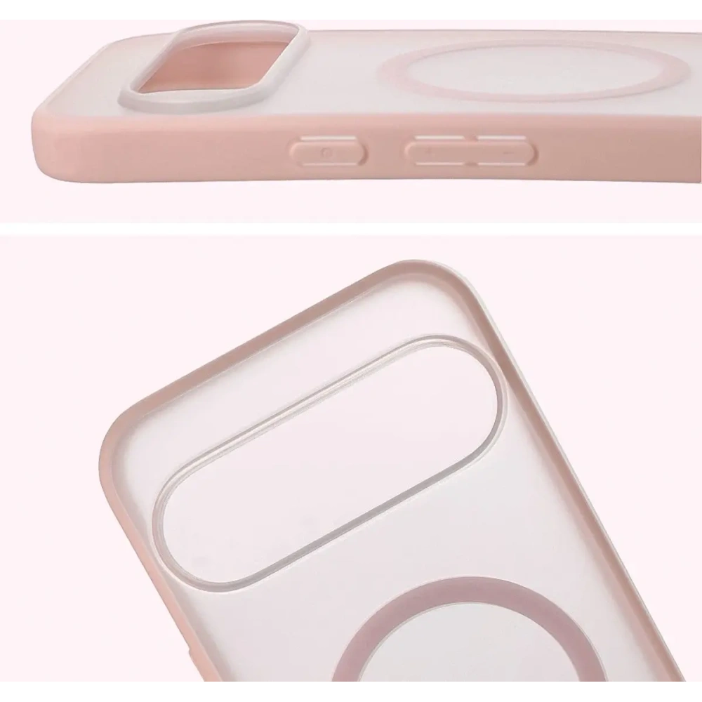 Etui z pierścieniem magnetycznym Bizon Case MatteO do Pixel 10 Pro XL przydymione-różowe