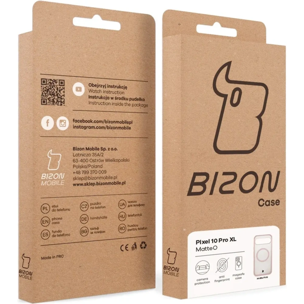 Etui z pierścieniem magnetycznym Bizon Case MatteO do Pixel 10 Pro XL przydymione-różowe