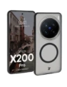 Etui z pierścieniem magnetycznym Bizon Case MatteO do Vivo X200 Pro przydymione-czarne