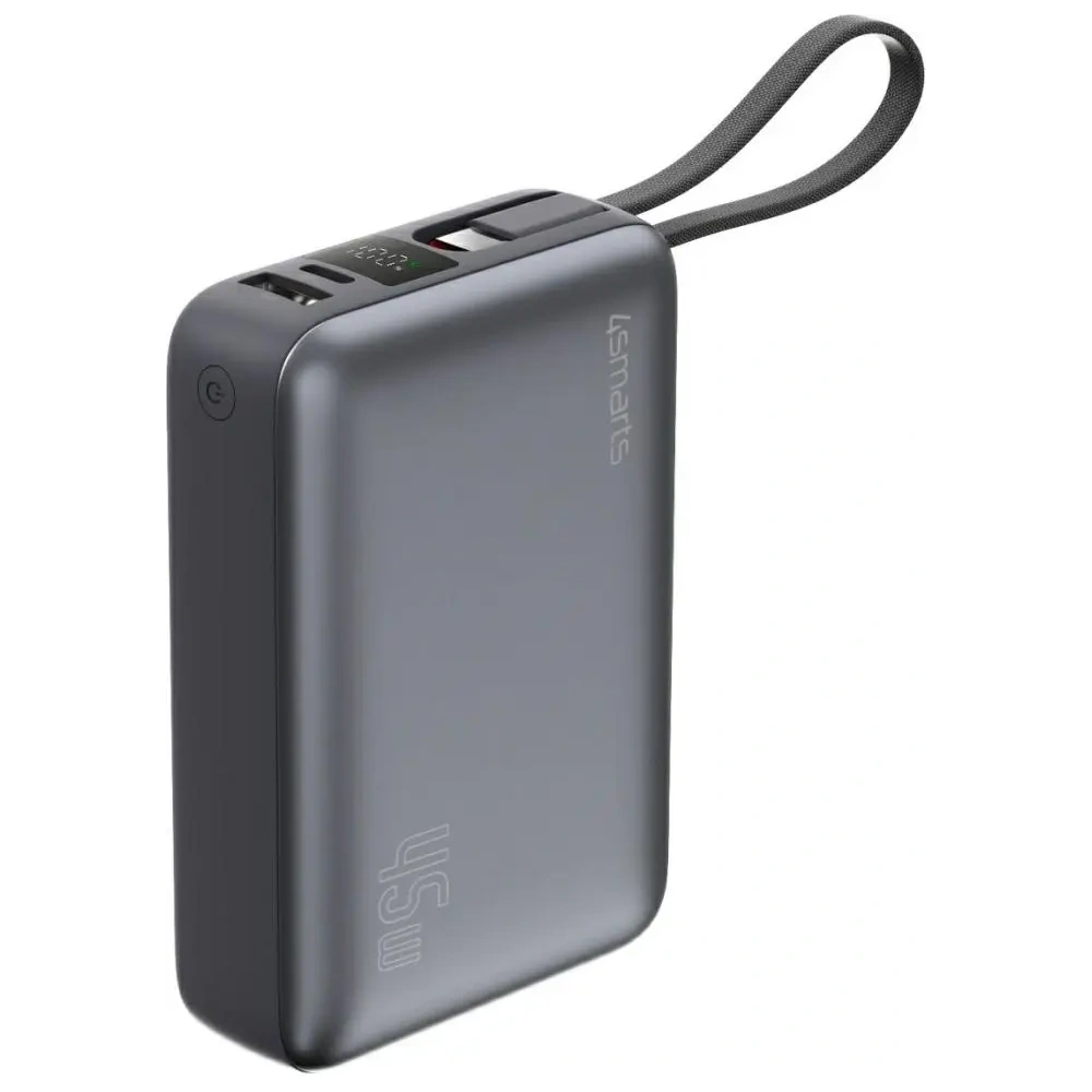 Powerbank 4smarts Enterprise Compact 20000mAh 45W USB-A, 2xUSB-C + wbudowany przewód USB-C szary