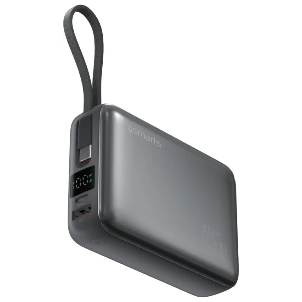 Powerbank 4smarts Enterprise Compact 20000mAh 45W USB-A, 2xUSB-C + wbudowany przewód USB-C szary