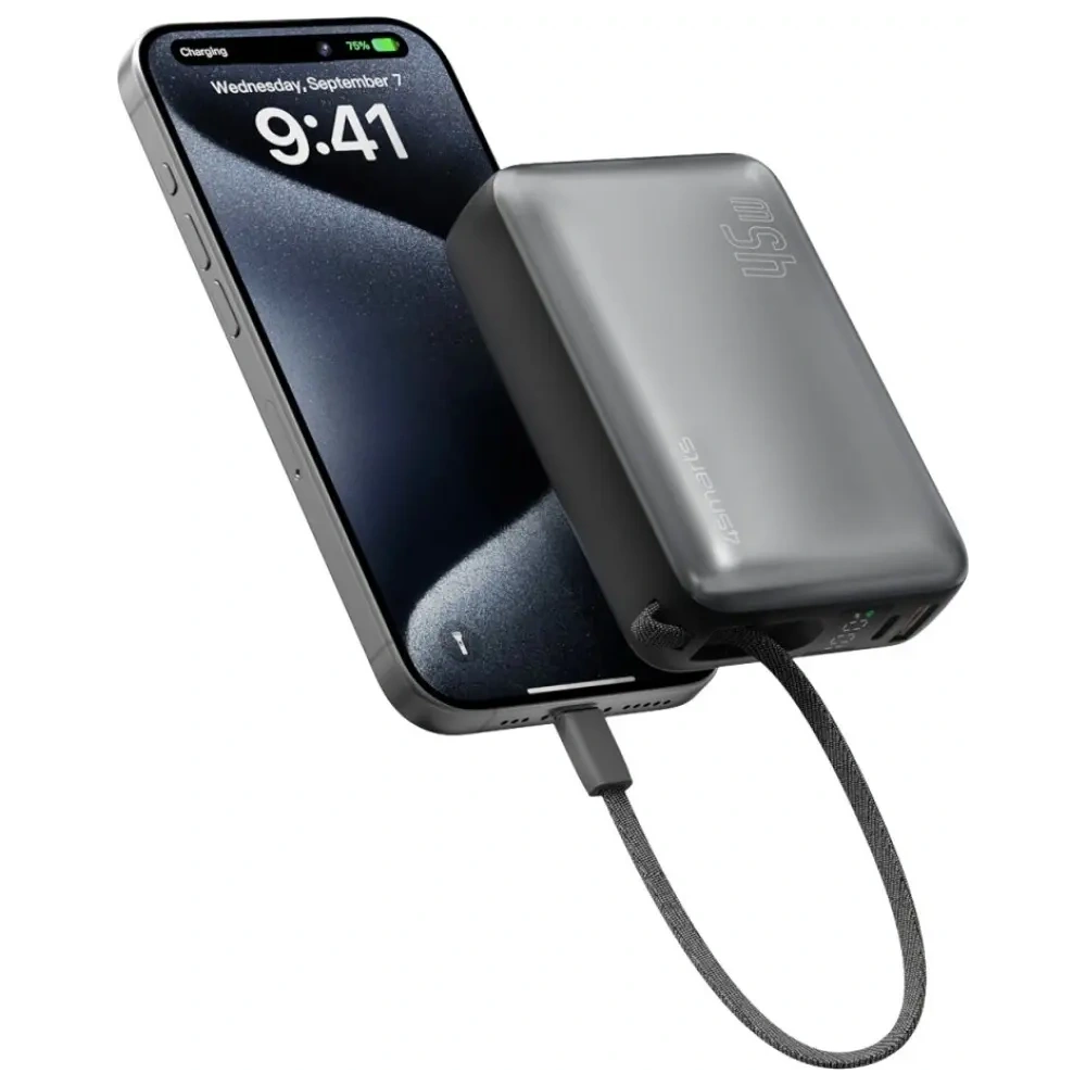 Powerbank 4smarts Enterprise Compact 20000mAh 45W USB-A, 2xUSB-C + wbudowany przewód USB-C szary