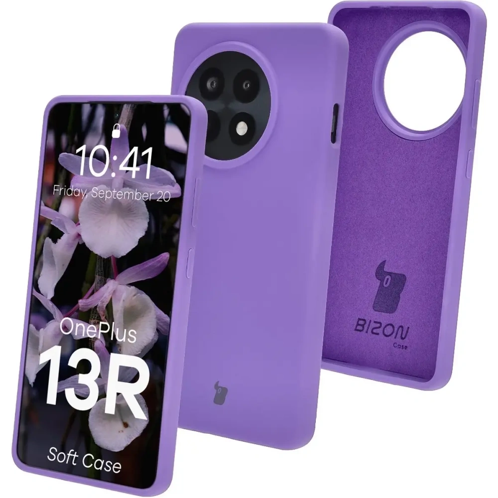 Silikonowe etui Bizon Soft Case do OnePlus 13R fioletowe