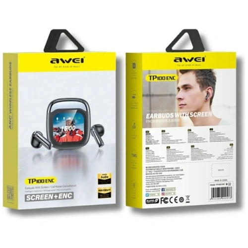 Kup Căști wireless in-ear AWEI TP100 ENC Bluetooth 5.4 TWS + stație de docking neagră - AWEI255 - {ean13} - Sklep Home Screen