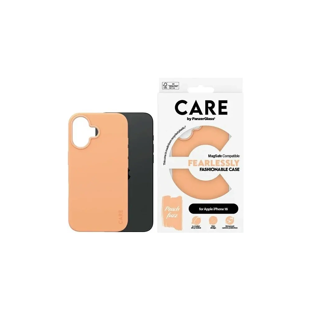 Etui CARE by PanzerGlass Fashion MagSafe do Apple iPhone 16 brzoskwiniowy