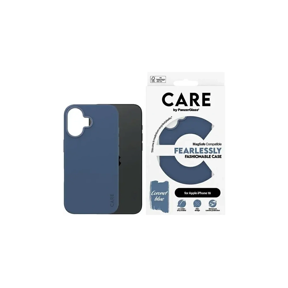 Etui CARE by PanzerGlass Fashion MagSafe do Apple iPhone 16 niebieski