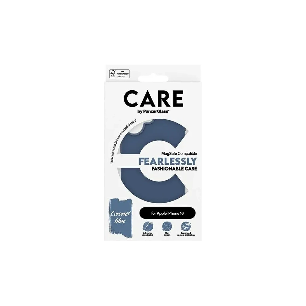 Etui CARE by PanzerGlass Fashion MagSafe do Apple iPhone 16 niebieski
