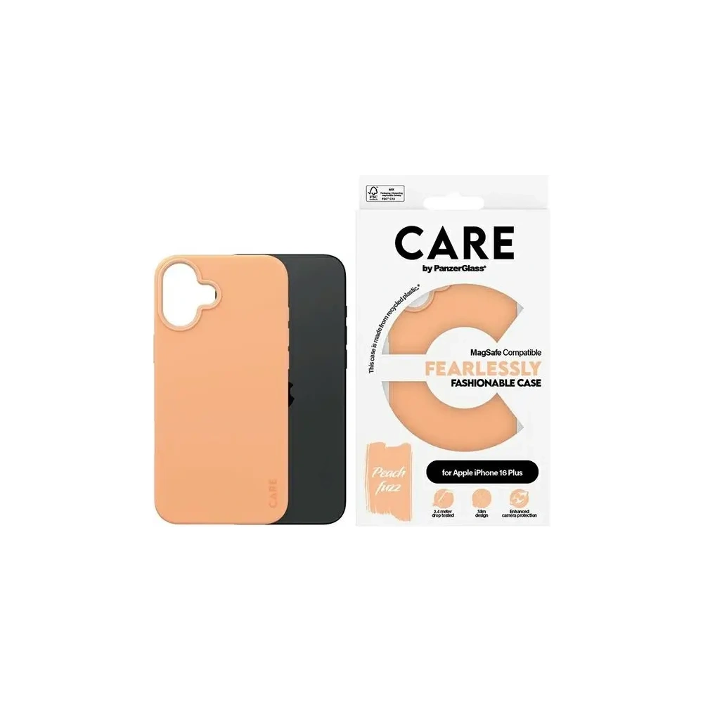 Etui CARE by PanzerGlass Fashion MagSafe do Apple iPhone 16 Plus brzoskwiniowy