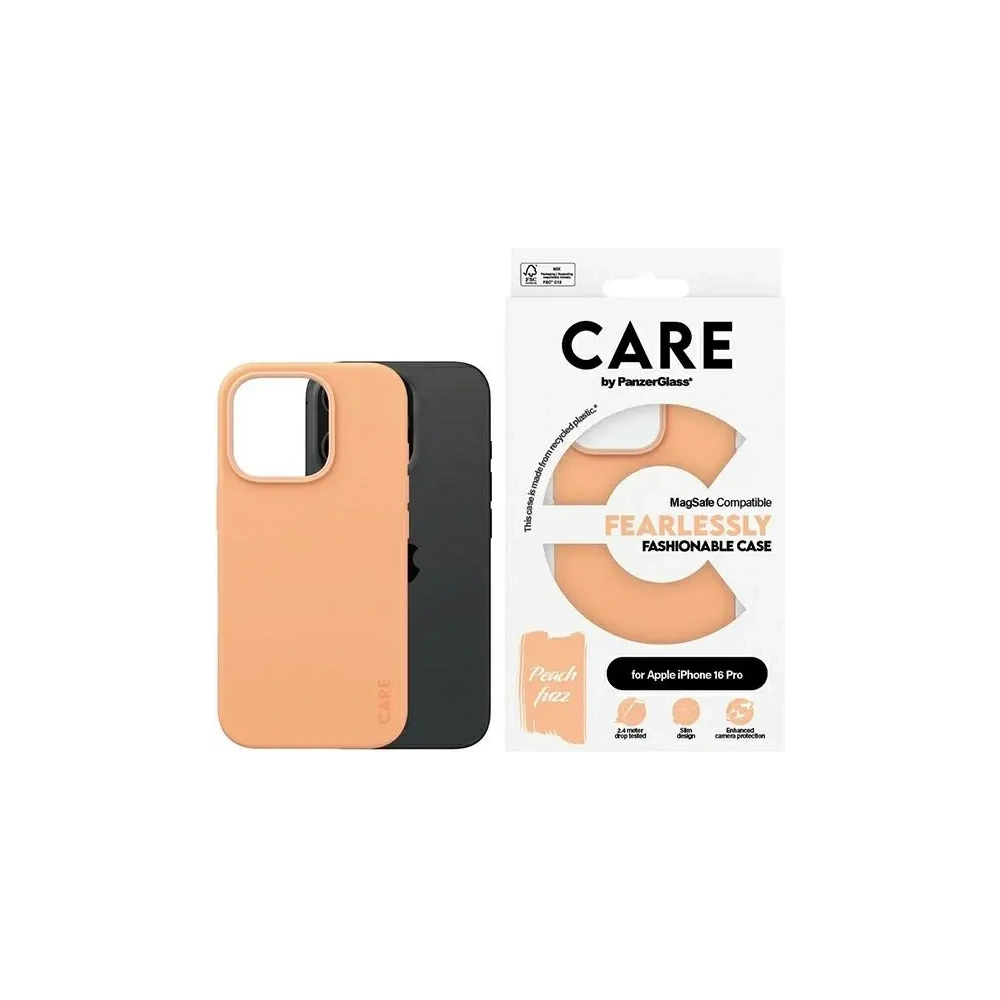 Etui CARE by PanzerGlass Fashion MagSafe do Apple iPhone 16 Pro brzoskwiniowy