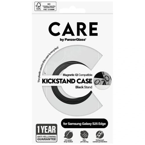 Kup CARE od PanzerGlass Funkce Černý stojánek a QI pro Samsung Galaxy S25 Edge čirý - PZG992 - {ean13} - Sklep Home Screen