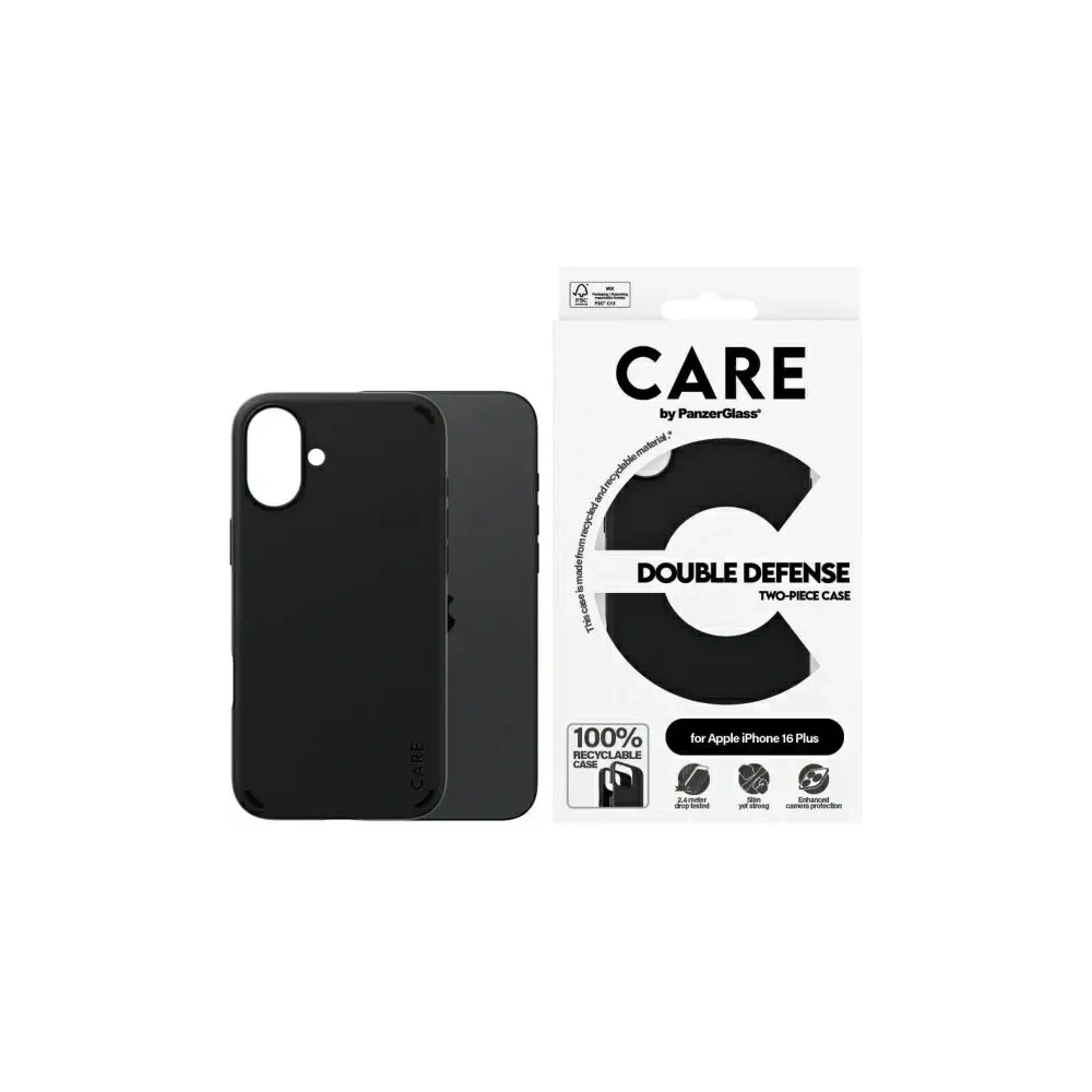 Etui CARE by PanzerGlass Feature Double Defense Case do Apple iPhone 16 Plus czarny