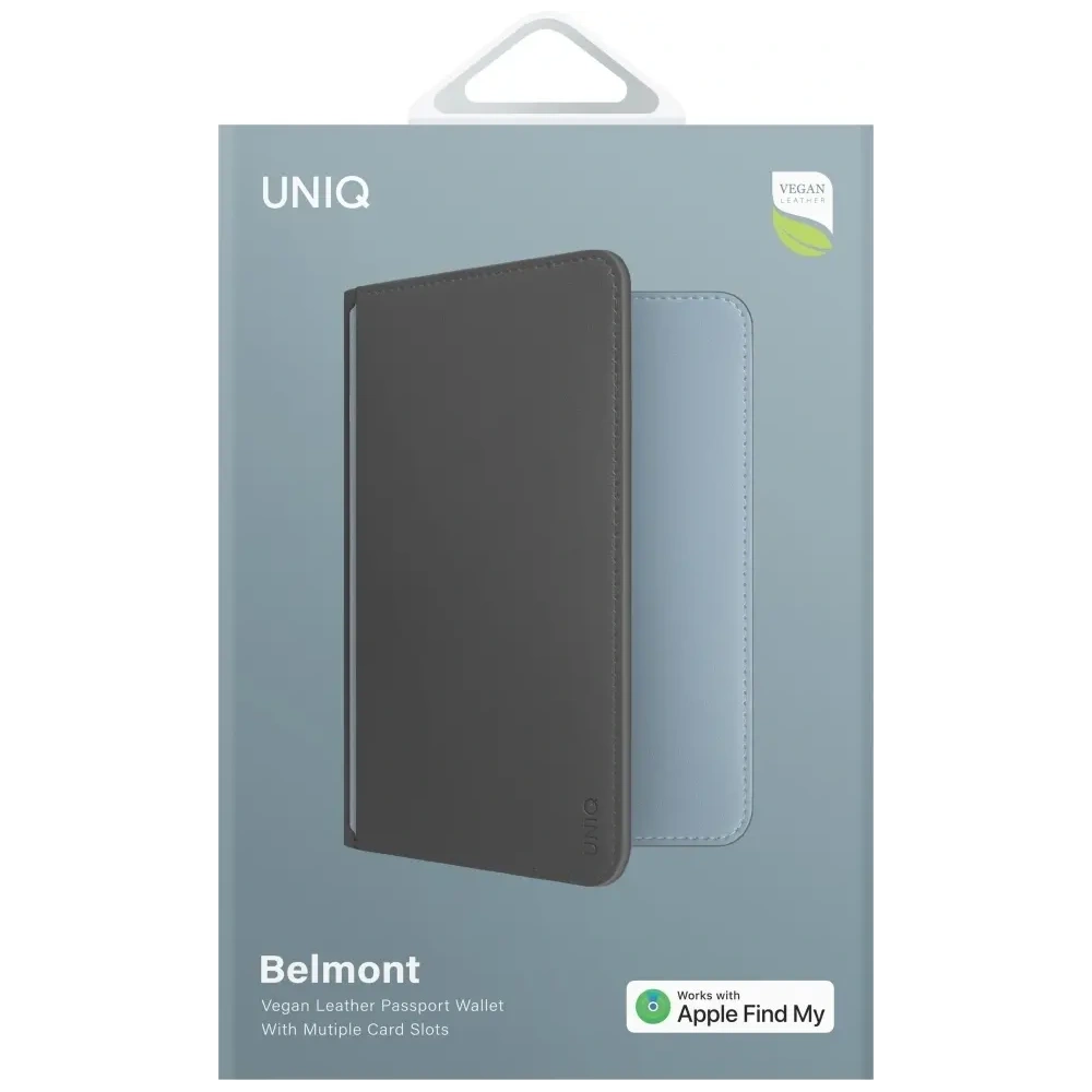 Etui na paszport UNIQ Belmont z Apple Find My blokada RFID szaro niebieski