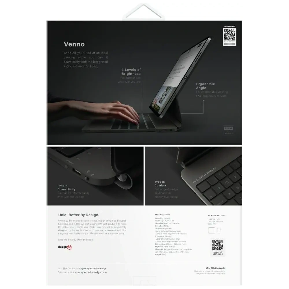 Etui z klawiaturą UNIQ Venno Pro Magnetic Smart do Apple iPad Pro 13" 2024 (7. generacji) czarny