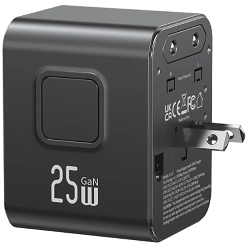 Kup Adaptor de călătorie USAMS CC309 2xUSB-C 25W 4in1 US/AU/EU/UK negru - USA1288 - {ean13} - Sklep Home Screen