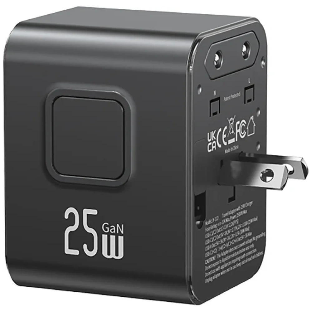 Ładowarka sieciowa USAMS Travel Adapter CC309 2xUSB-C 25W 4w1 US/AU/EU/UK czarny