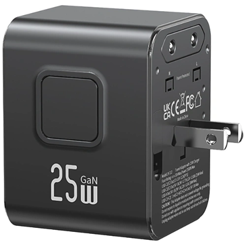 Kup Adaptor de călătorie USAMS CC309 2xUSB-C 25W 4in1 US/AU/EU/UK negru - USA1288 - {ean13} - Sklep Home Screen