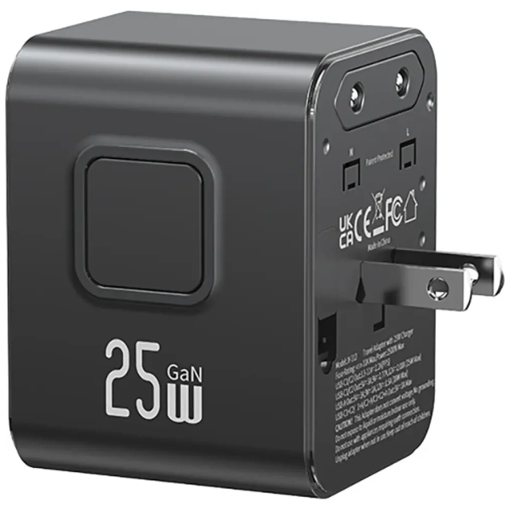 Ładowarka sieciowa USAMS Travel Adapter CC309 2xUSB-C 25W 4w1 US/AU/EU/UK czarny