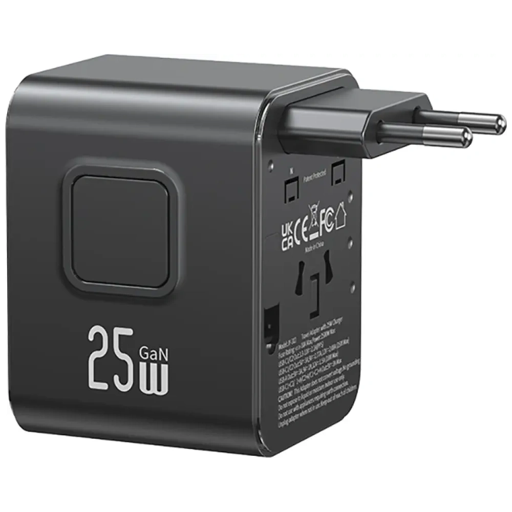 Ładowarka sieciowa USAMS Travel Adapter CC309 2xUSB-C 25W 4w1 US/AU/EU/UK czarny