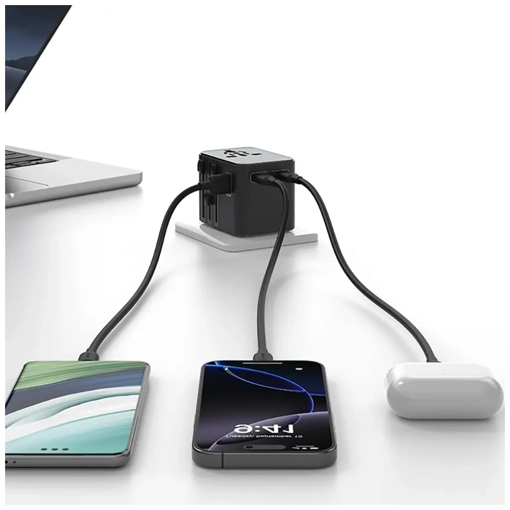 Ładowarka sieciowa USAMS Travel Adapter CC309 2xUSB-C 25W 4w1 US/AU/EU/UK czarny