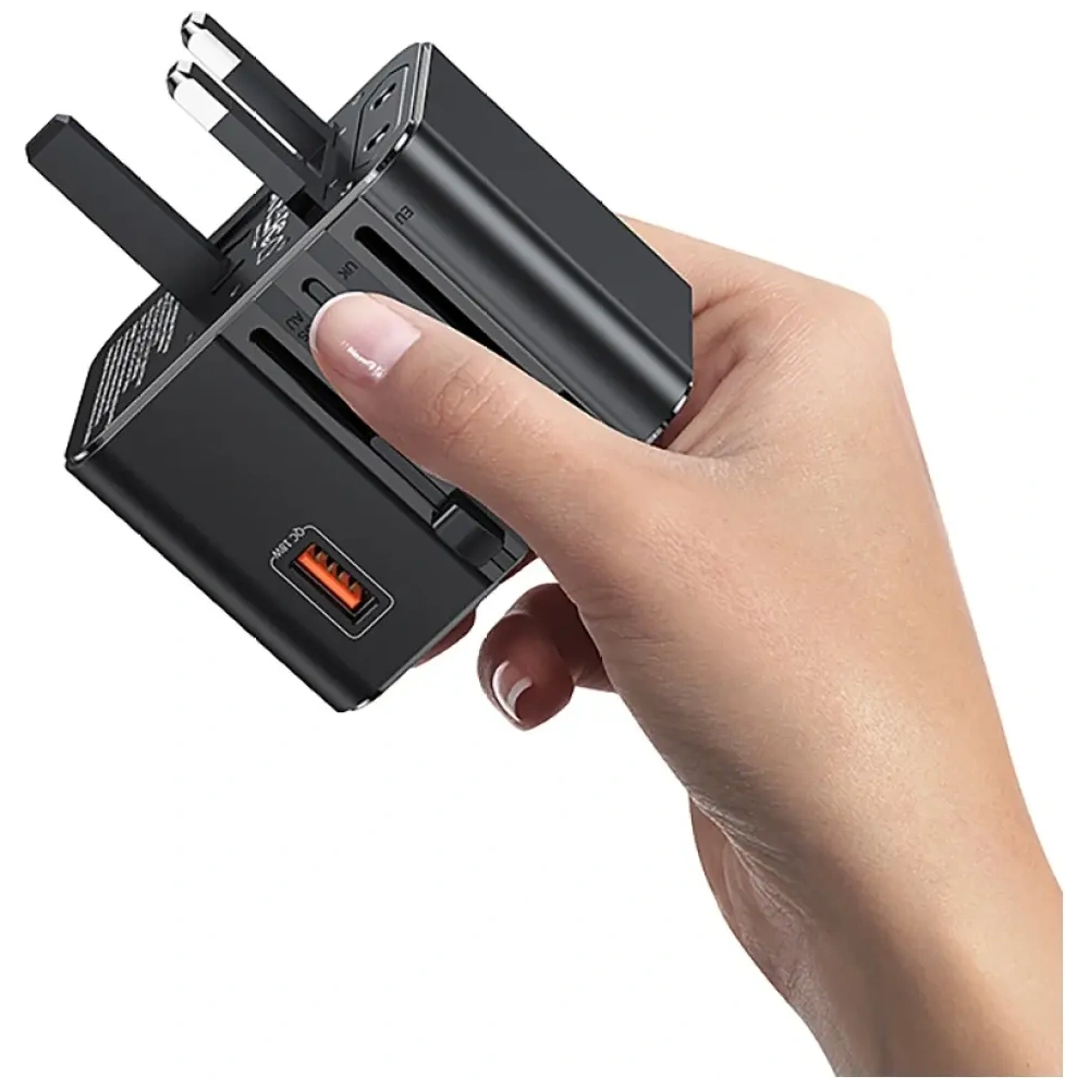 Ładowarka sieciowa USAMS Travel Adapter CC309 2xUSB-C 25W 4w1 US/AU/EU/UK czarny