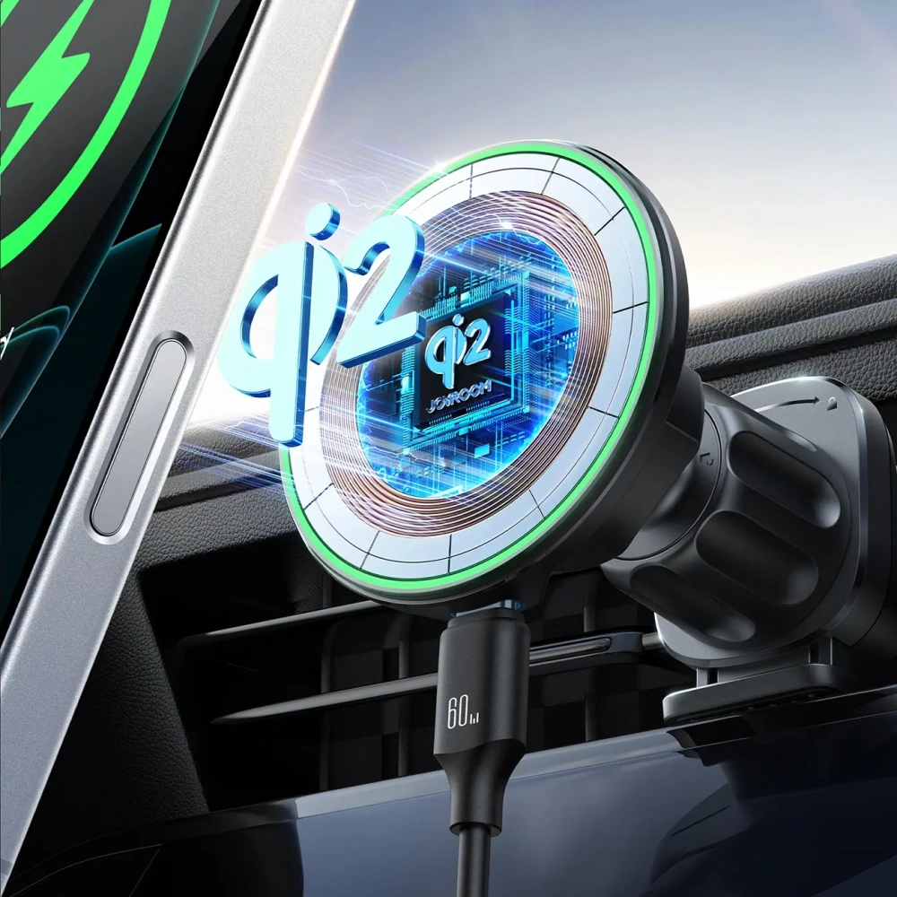 Uchwyt samochodowy do kratki z ładowarką bezprzewodową Joyroom JR-ZS412 Qi2 15W czarny