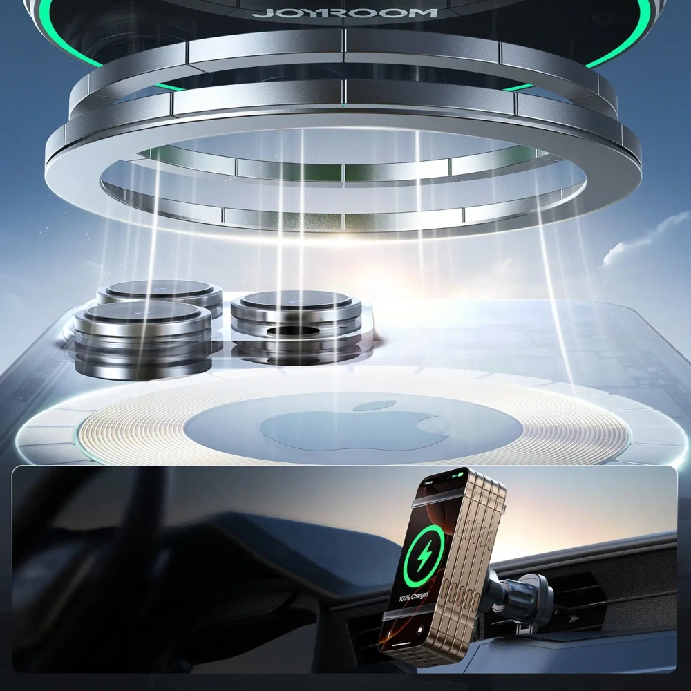 Uchwyt samochodowy do kratki z ładowarką bezprzewodową Joyroom JR-ZS412 Qi2 15W czarny