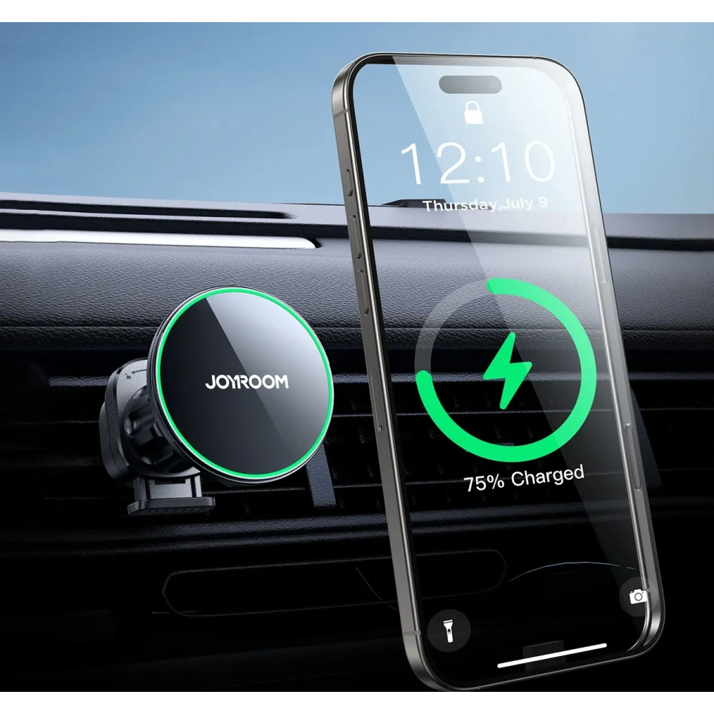 Uchwyt samochodowy do kratki z ładowarką bezprzewodową Joyroom JR-ZS412 Qi2 15W czarny