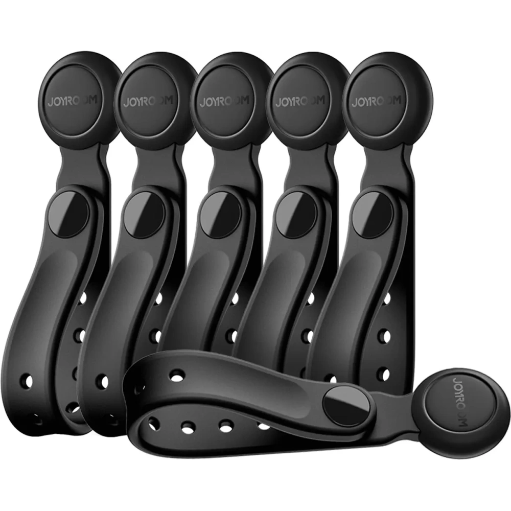 Opaska na kable Joyroom JR-ZS422 silikonowa z magnesem czarna [6 PACK]