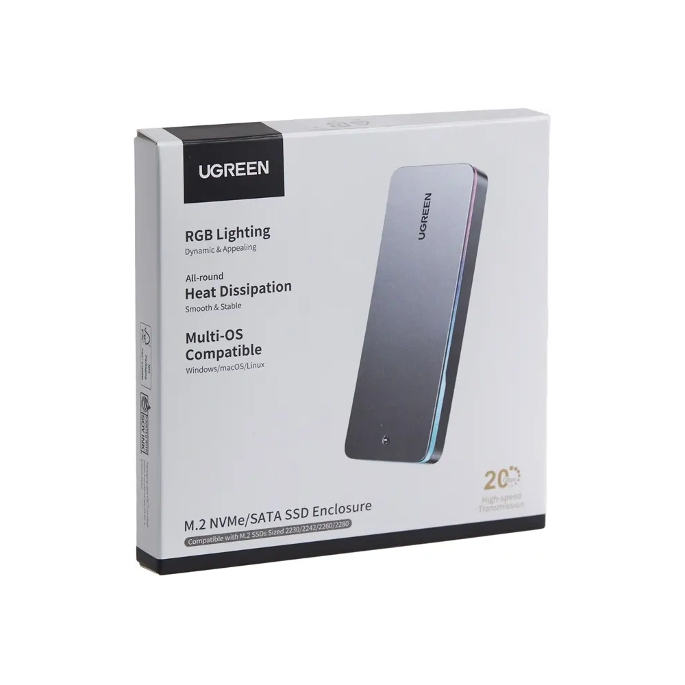 Obudowa dysku SSD UGREEN CM777, NVMe/SATA, 20Gbps, USB-C