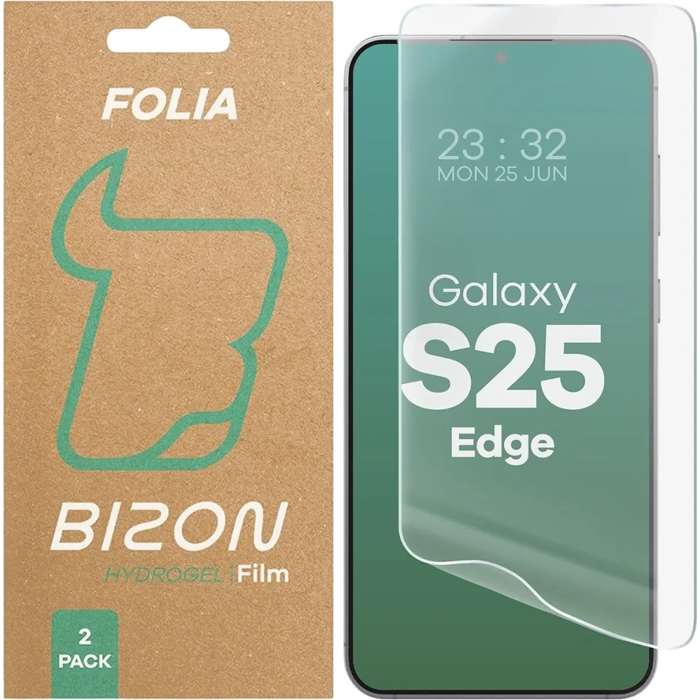 Folia hydrożelowa na ekran Bizon Glass Hydrogel Front do Samsung Galaxy S25 Edge [2 PACK]