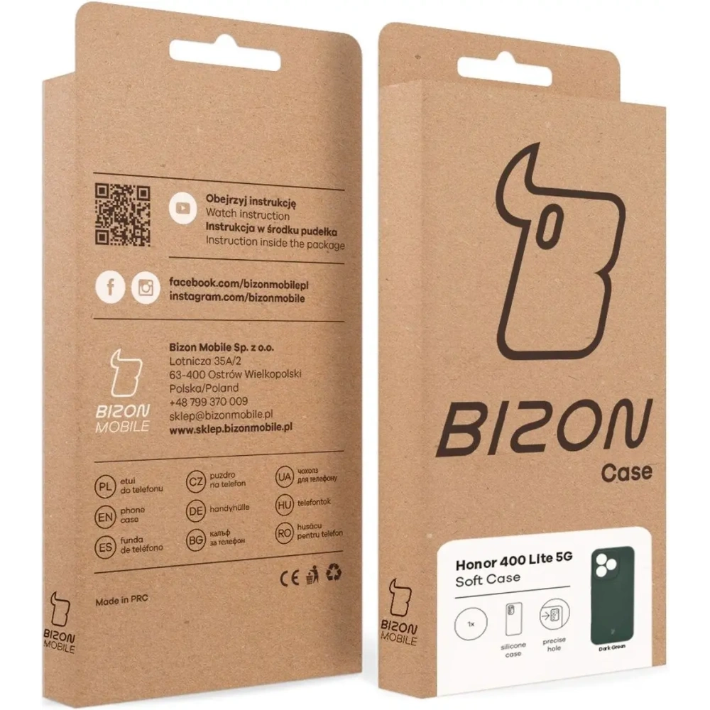 Silikonowe etui Bizon Soft Case do Honor 400 Lite 5G ciemnozielone
