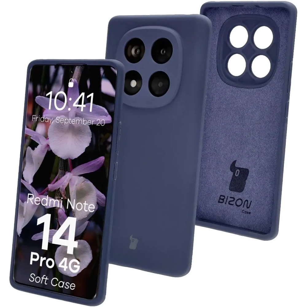 Silikonowe etui Bizon Soft Case do Xiaomi Redmi Note 14 Pro 4G ciemnoniebieskie