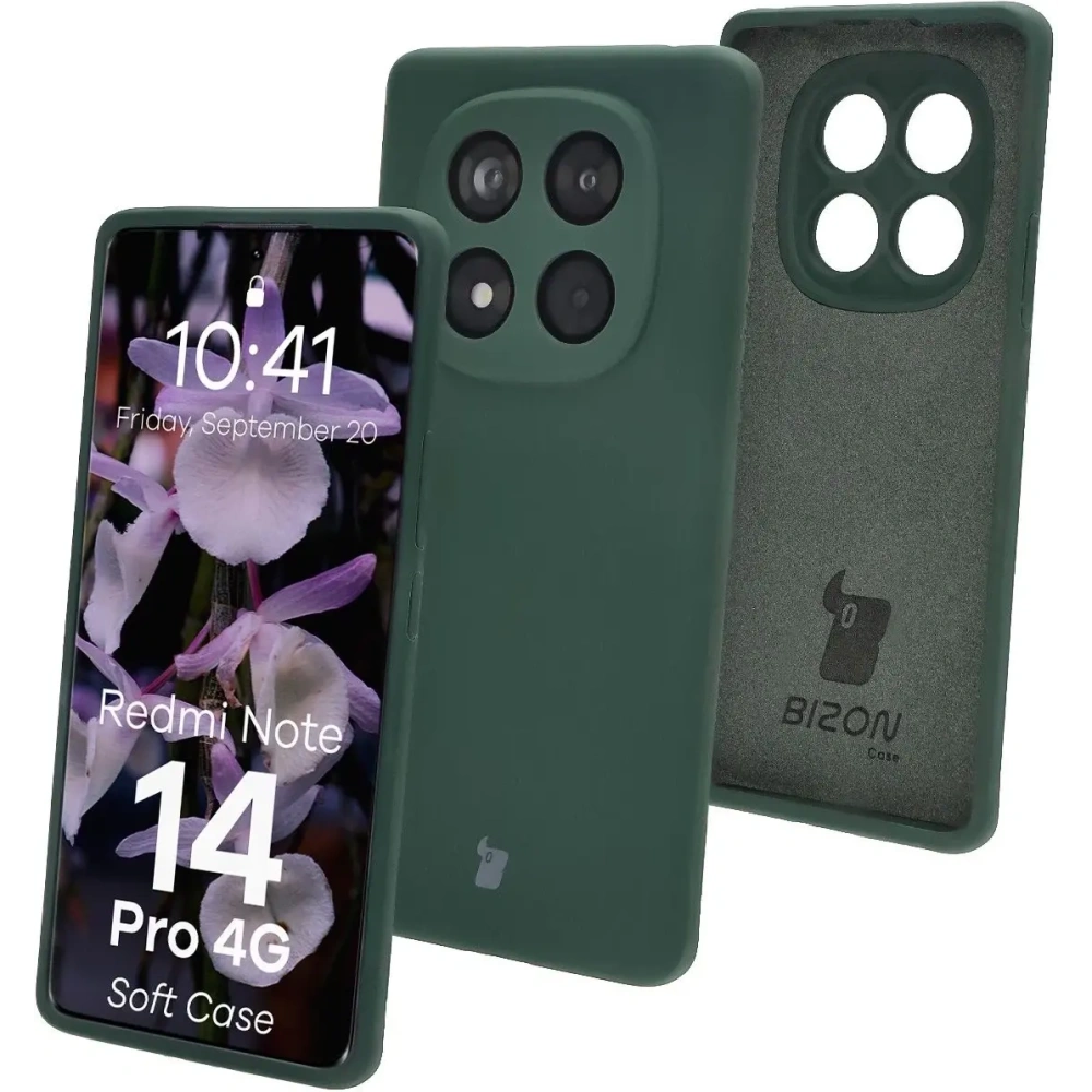 Silikonowe etui Bizon Soft Case do Xiaomi Redmi Note 14 Pro 4G ciemnozielone